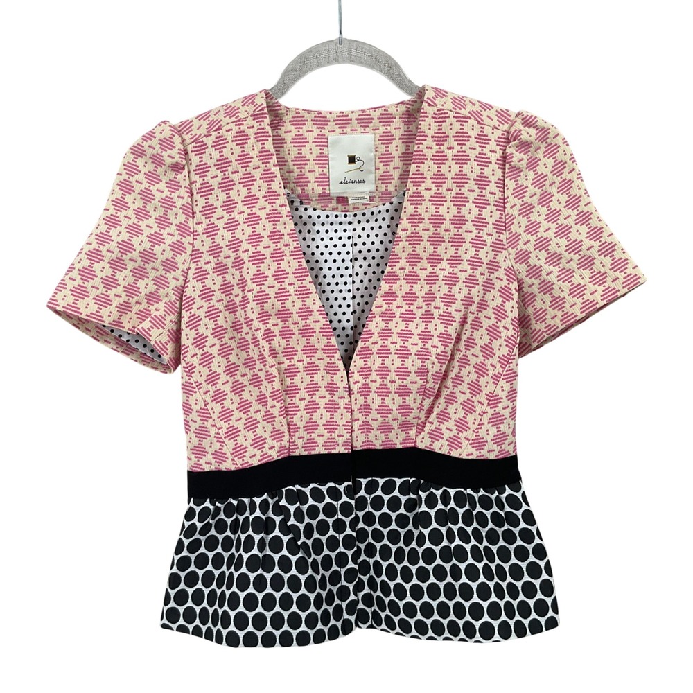 Elevenses Blazer Womens 0 Pink Anthropologie Jacket Whimsical Feminine Preppy